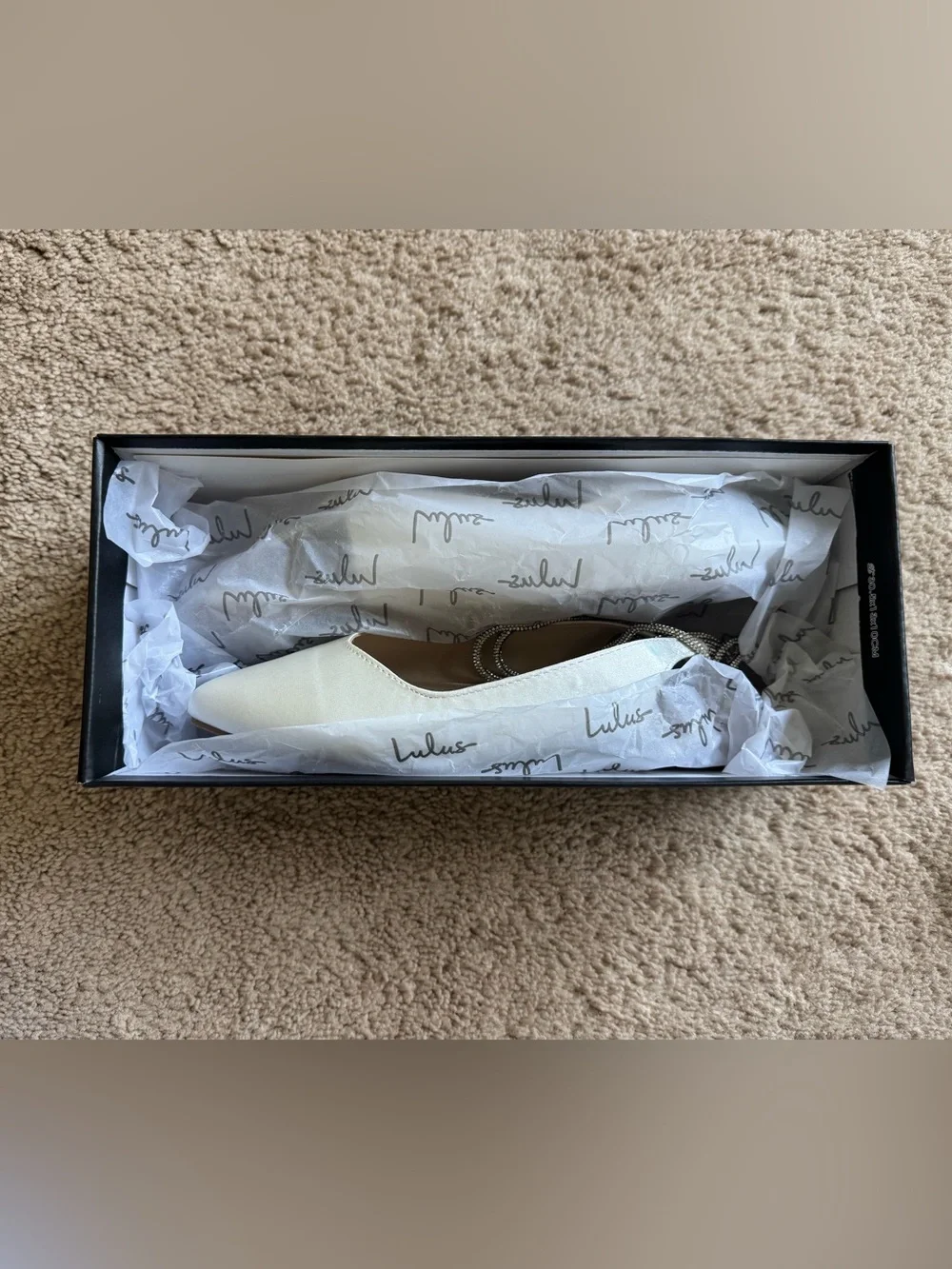 Lulu's Finnian White Satin Rhinestone Lace-Up Pointed Toe Flats